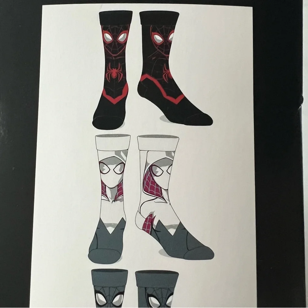 New Marvel Spiderman Venom 6 Pair Casual Crew Socks Size 8-12 Men's NWT
